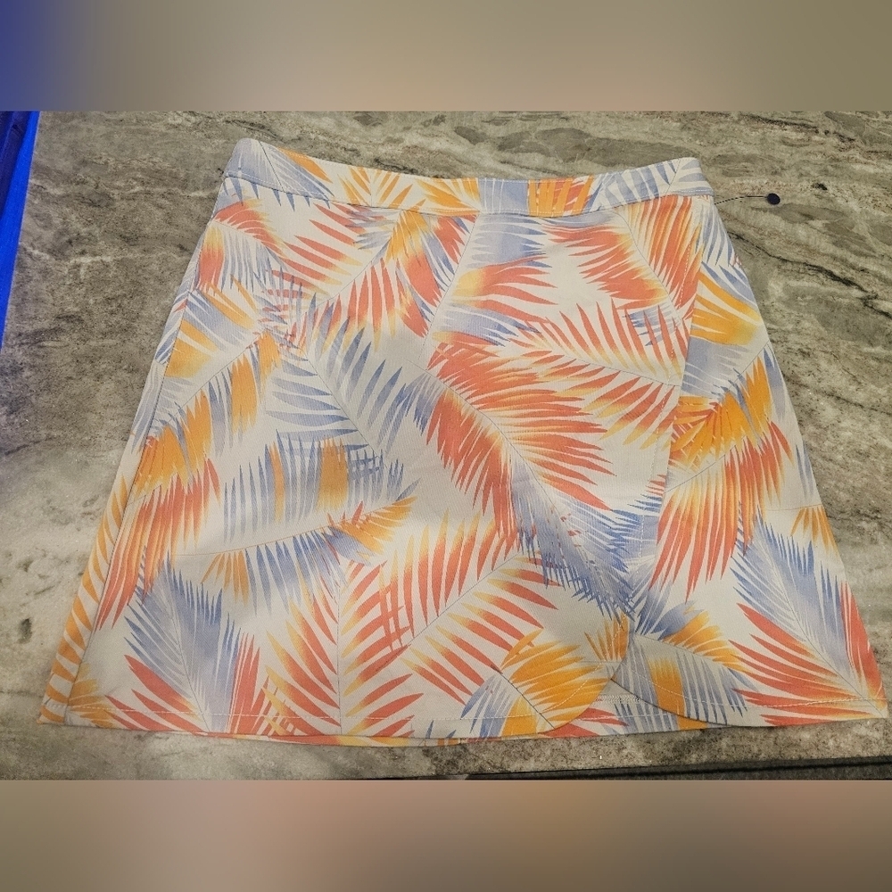 Hearts of Palm Tropical Skort Orange Blue White Size 10 Petite Like New!